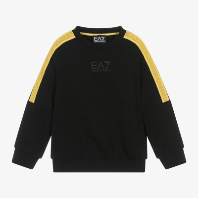 Ea7 Kids'  Emporio Armani Boys Black  Cotton Sweatshirt