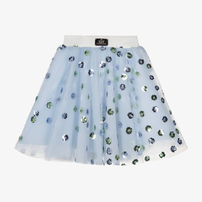 Junona Kids' Girls Blue Tulle & Sequin Flower Skirt