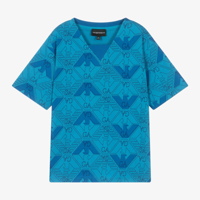 Emporio Armani Teen Boys Blue Eagle Graphic T-shirt
