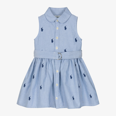 Ralph Lauren Baby Girls Blue Oxford Cotton Shirt Dress