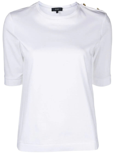 Fay Epaulettes-detailed Piqué Polo Shirt In White