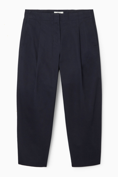 Cos Pleated Barrel-leg Chinos In Blue