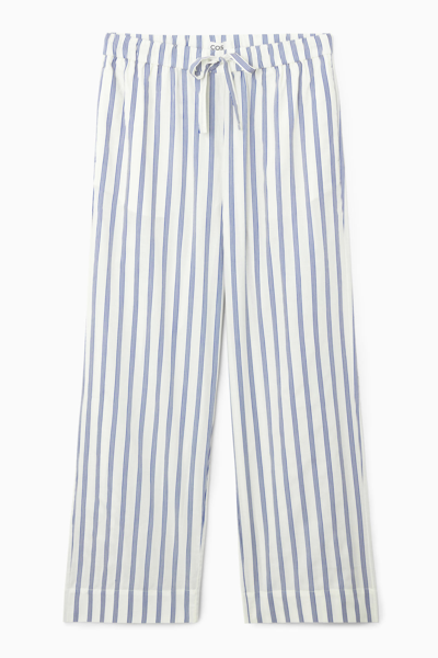 Cos Striped Poplin Pajama Pants In White