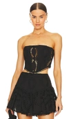 Charo Ruiz Sting Embroidered Crop Top In Black Samoa