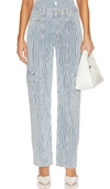 Ena Pelly Diana Denim Utility Pant In Ice Blue Stripe