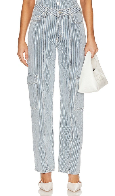 Ena Pelly Diana Denim Utility Pant In Ice Blue Stripe