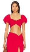 Peixoto Louisa Top In Red Sangria Lotus
