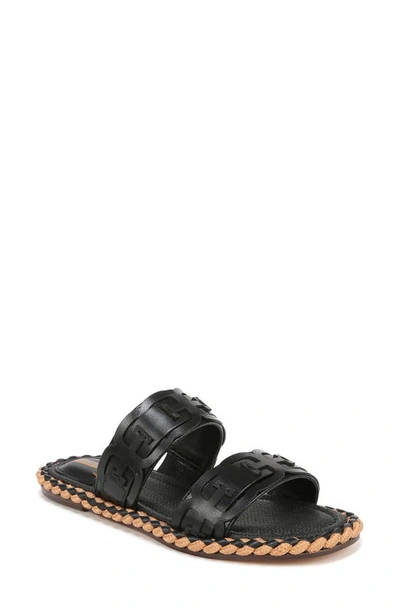 Sam Edelman Tatum Double E Logo Slide Sandal Black Leather