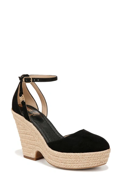 Sam Edelman Nati Platform Ankle Strap Pump In Black Suede