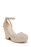 Sam Edelman Nati Platform Ankle Strap Pump In Light Natural