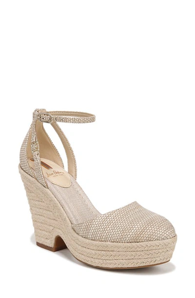 Sam Edelman Nati Platform Ankle Strap Pump In Light Natural