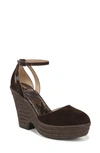 Sam Edelman Nati Platform Ankle Strap Pump In Chocolate Brown