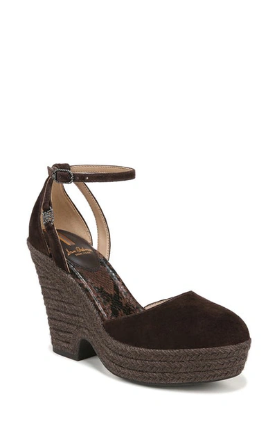 Sam Edelman Nati Platform Ankle Strap Pump In Chocolate Brown