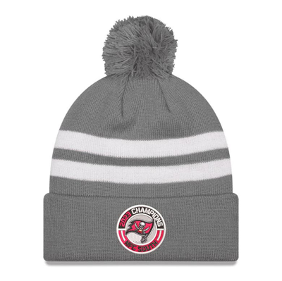 New Era Gray Tampa Bay Buccaneers 2023 Nfc South Division Champions Cuffed Pom Knit Hat