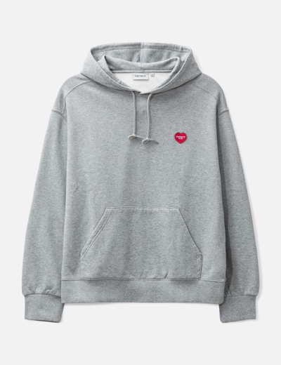Carhartt Hooded Heart Patch Sweatshirt In Grey