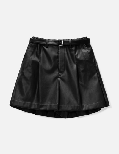 Sacai Faux Leather Shorts In Black