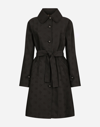 DOLCE & GABBANA QUILTED JACQUARD TRENCH COAT WITH DG LOGO