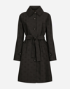 Dolce & Gabbana Logo-jacquard Belted Trench Coat In Black