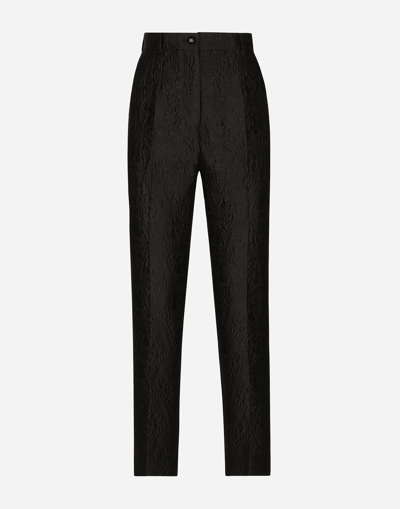 Dolce & Gabbana Tailored Floral Jacquard Pants In Black