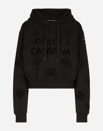 DOLCE & GABBANA JERSEY HOODIE WITH CUT-OUT AND DG LOGO