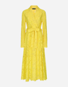 Dolce & Gabbana Floral-lace Belted Trench Coat In Yellow