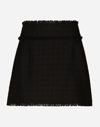 Dolce & Gabbana Wool-blend Tweed Miniskirt In Black