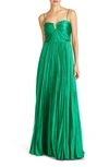 ML MONIQUE LHUILLIER HELENA PLEATED SATIN GOWN