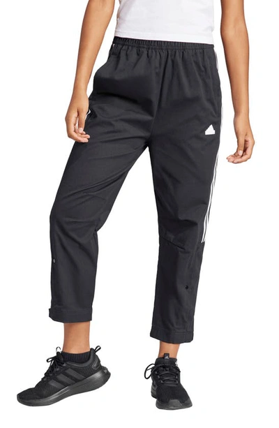 Adidas Originals 3-stripes 7/8 Cotton Pants In Black/ White