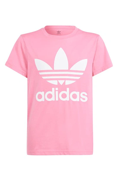 Adidas Originals Kids' Logo-print Cotton T-shirt In Pink Fusion