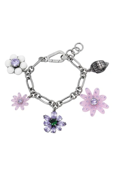 Kurt Geiger Eagle And Daisy Charm Bracelet In Lilac Pink