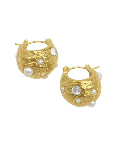 Adornia 14k Plated Pearl Hoops In Gold