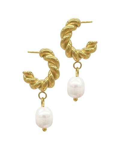 Adornia 14k Plated 8mm Pearl Hoops In Gold