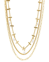 ADORNIA ADORNIA 14K PLATED 10MM PEARL CHAIN NECKLACE SET