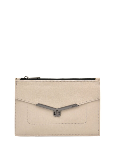 Botkier Valentina Medium Leather Wristlet Clutch In Grey