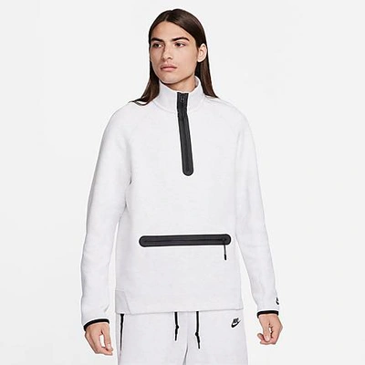 Nike Men's Tech Fleece Half-zip Sweatshirt Size Xl Cotton/polyester/fleece In Birch Heather/black