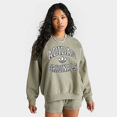 Adidas Originals Adidas Women's Originals Collegiate Crewneck Sweatshirt Size Xs Cotton/polyester/fleece In Silver Pebble