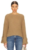 Grlfrnd Open Stitch Knit Sweater In Tan