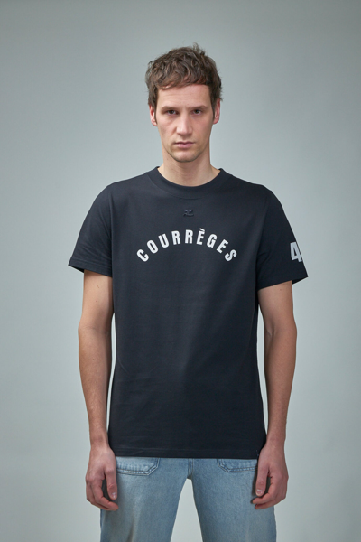 Courrèges Logo-print Cotton T-shirt In Black