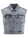 Agolde "charli" Denim Vest With Chest And Side Pockets
