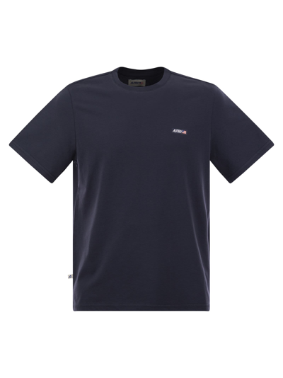 Autry Logo-patch Crew-neck T-shirt In Blue