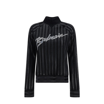 BALMAIN BALMAIN HIGH NECK LOGO SWEATER