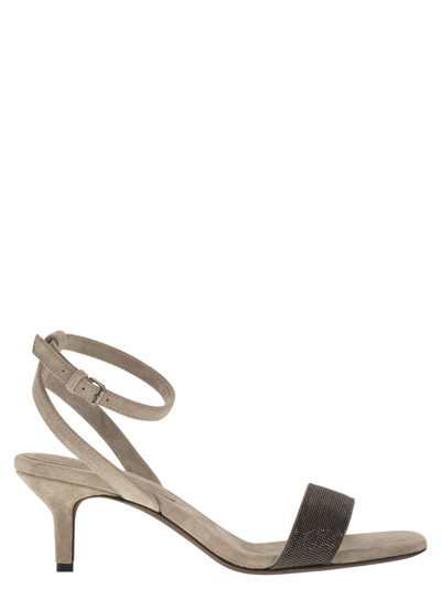 Brunello Cucinelli Woman Sandals Light Grey Size 7 Leather In Gray