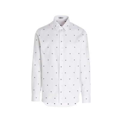 Dior Logo Embroidered Detail Shirt In White