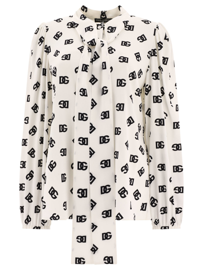 Dolce & Gabbana Shirt With All-over Dg Print In Multicolor