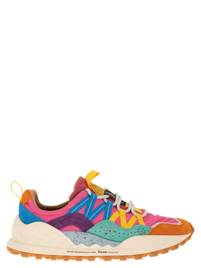 Flower Mountain Washi Sneakers In Suede And Technical Fabric In Multi