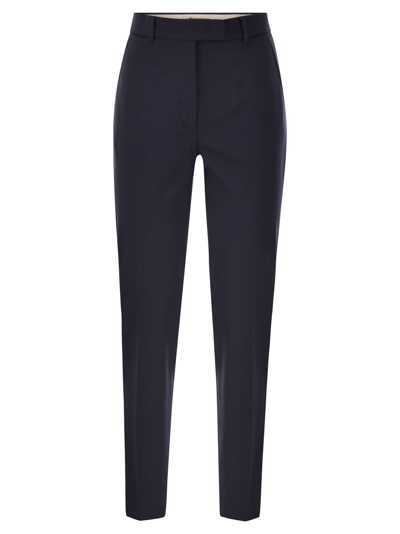 Max Mara Studio Ananas Slim Fit Tailored Trousers In Blue