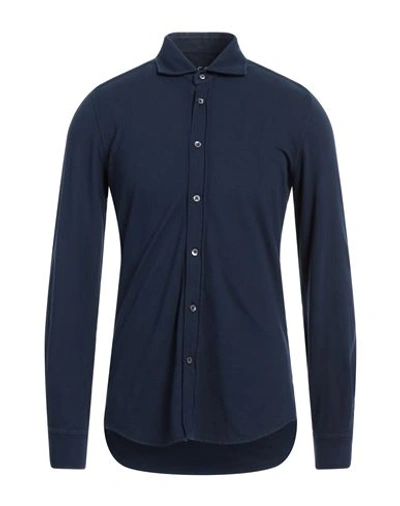 Circolo 1901 Man Shirt Midnight Blue Size L Cotton, Elastane In Navy Blue