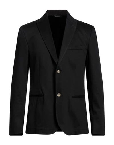 Grey Daniele Alessandrini Man Blazer Black Size 36 Cotton, Elastane
