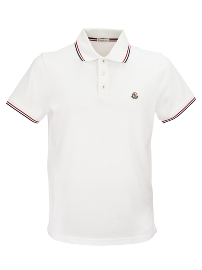 Moncler Polo Shirt With Iconic Felt In White