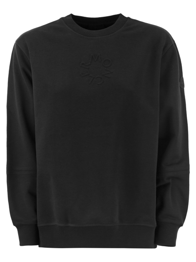 Moncler Sweatshirt With Embossed Logo In Black